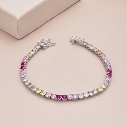 [Lucky Star]Radiant Colorful Round Cut Tennis Bracelet