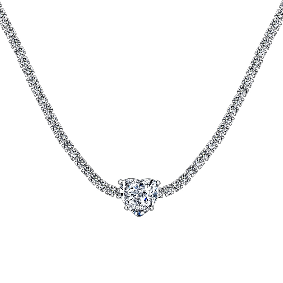 [Lucky Star]2.0 Carat Sparkling Tennis Heart Cut Necklace