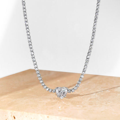 [Lucky Star]2.0 Carat Sparkling Tennis Heart Cut Necklace