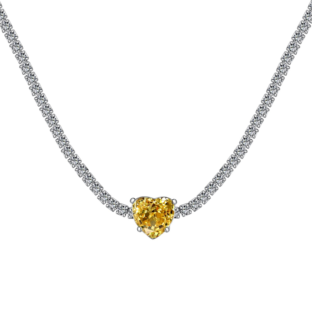 [Lucky Star]2.0 Carat Sparkling Tennis Heart Cut Necklace