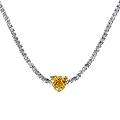 [Lucky Star]2.0 Carat Sparkling Tennis Heart Cut Necklace