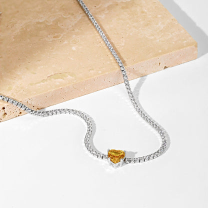 [Lucky Star]2.0 Carat Sparkling Tennis Heart Cut Necklace