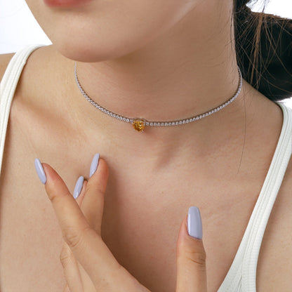 [Lucky Star]2.0 Carat Sparkling Tennis Heart Cut Necklace