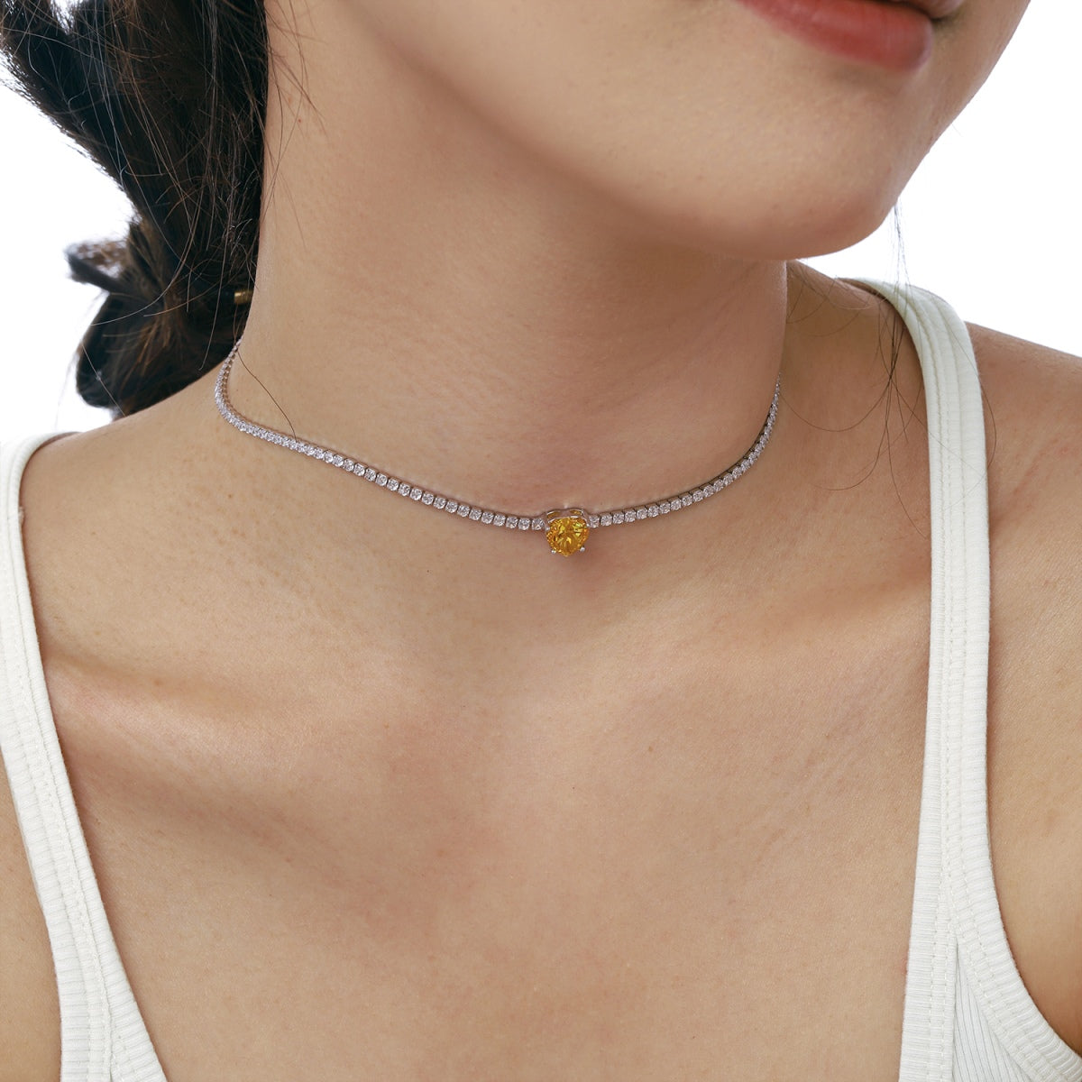 [Lucky Star]2.0 Carat Sparkling Tennis Heart Cut Necklace