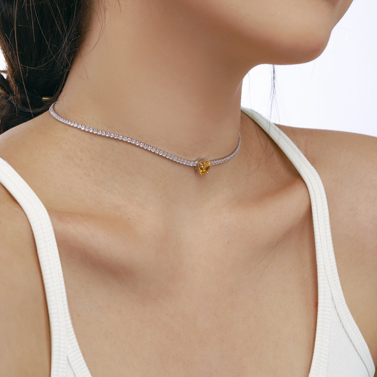 [Lucky Star]2.0 Carat Sparkling Tennis Heart Cut Necklace