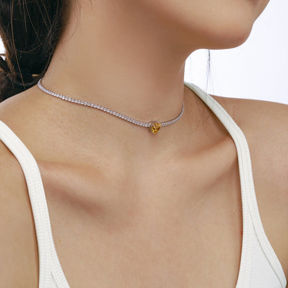 [Lucky Star]2.0 Carat Sparkling Tennis Heart Cut Necklace