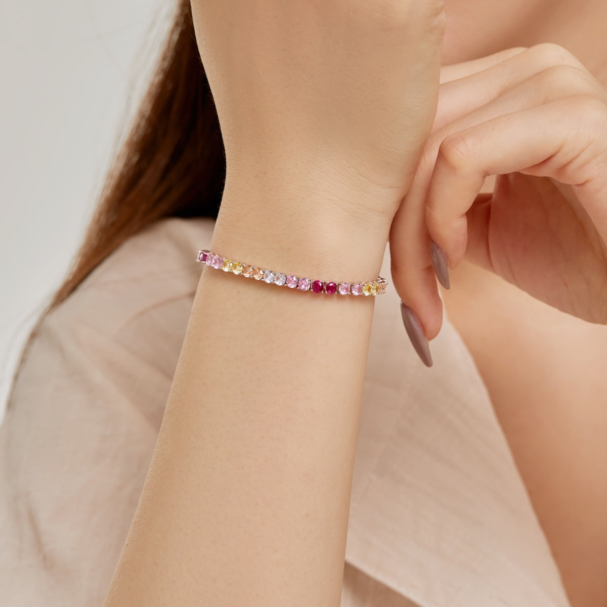 [Lucky Star]Radiant Colorful Round Cut Tennis Bracelet