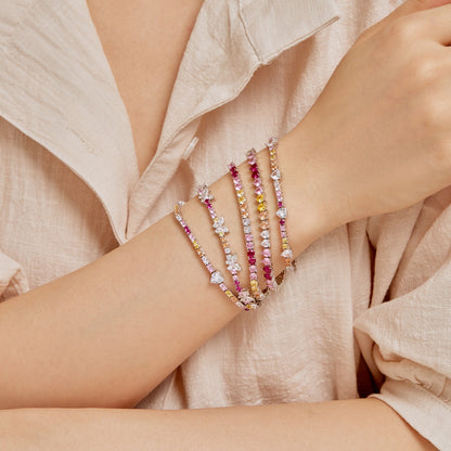 [Lucky Star]Radiant Colorful Round Cut Tennis Bracelet