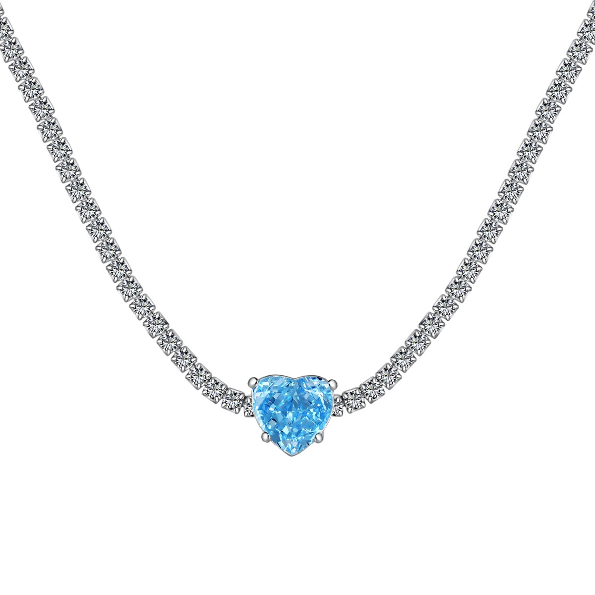 [Lucky Star]2.0 Carat Sparkling Tennis Heart Cut Necklace