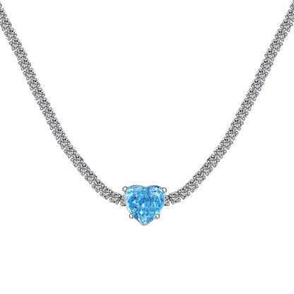 [Lucky Star]2.0 Carat Sparkling Tennis Heart Cut Necklace