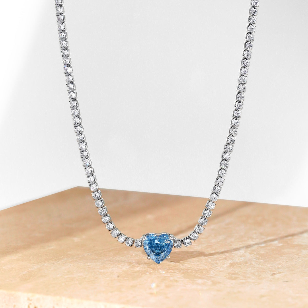 [Lucky Star]2.0 Carat Sparkling Tennis Heart Cut Necklace