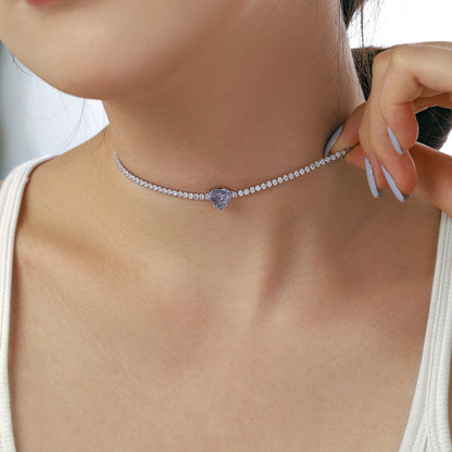 [Lucky Star]2.0 Carat Sparkling Tennis Heart Cut Necklace