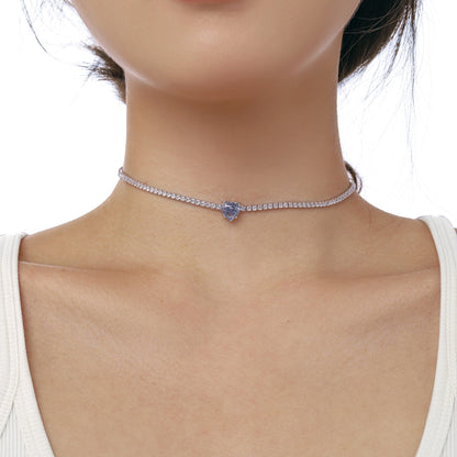 [Lucky Star]2.0 Carat Sparkling Tennis Heart Cut Necklace