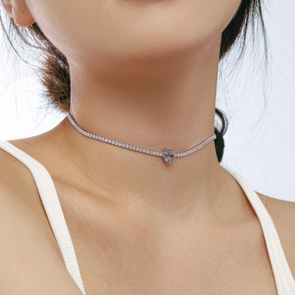 [Lucky Star]2.0 Carat Sparkling Tennis Heart Cut Necklace