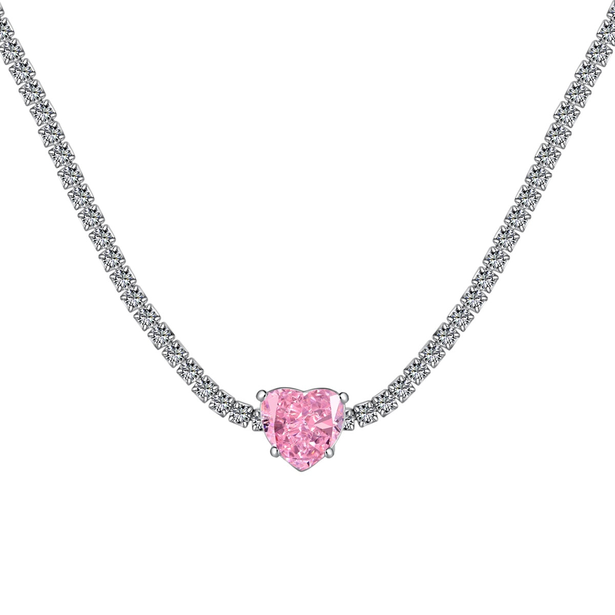 [Lucky Star]2.0 Carat Sparkling Tennis Heart Cut Necklace
