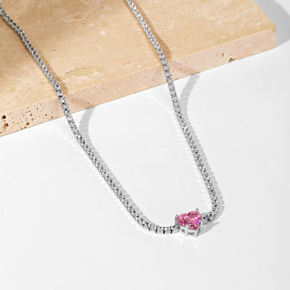[Lucky Star]2.0 Carat Sparkling Tennis Heart Cut Necklace
