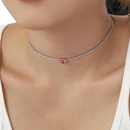 [Lucky Star]2.0 Carat Sparkling Tennis Heart Cut Necklace