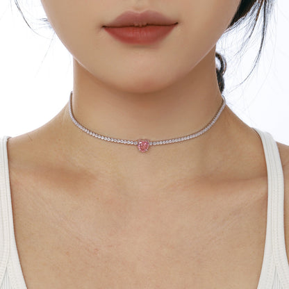 [Lucky Star]2.0 Carat Sparkling Tennis Heart Cut Necklace