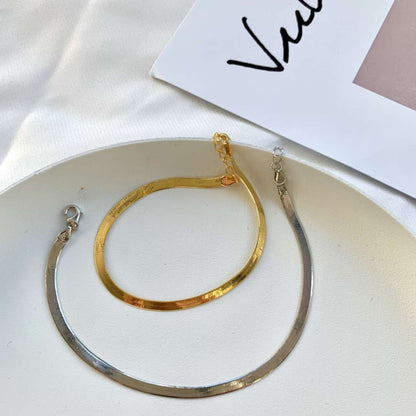 [Lucky Star]Flat Snake Bone Chain Blade Necklace